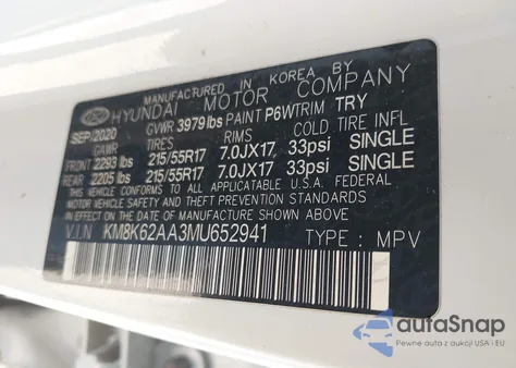 2021 Hyundai Kona Sel Plus из США, поврежденный, VIN KM8K62AA3MU652941